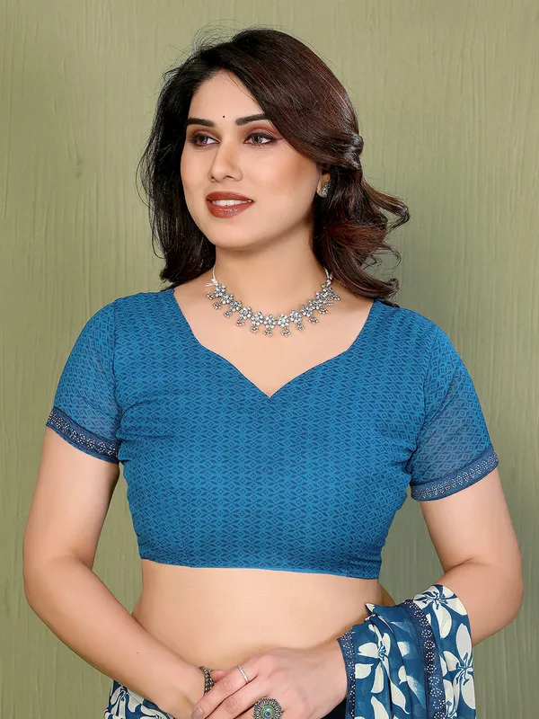Printed_Lace_Border_Saree_With_UnStitched_Blouse_Piece_(BLUE)