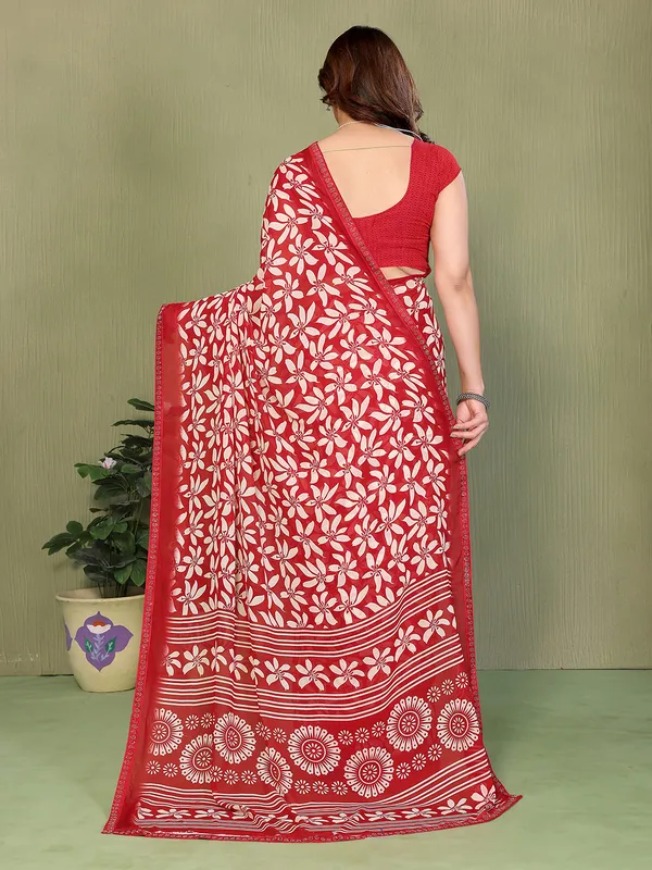 Printed_Lace_Border_Saree_With_UnStitched_Blouse_Piece_(RED)