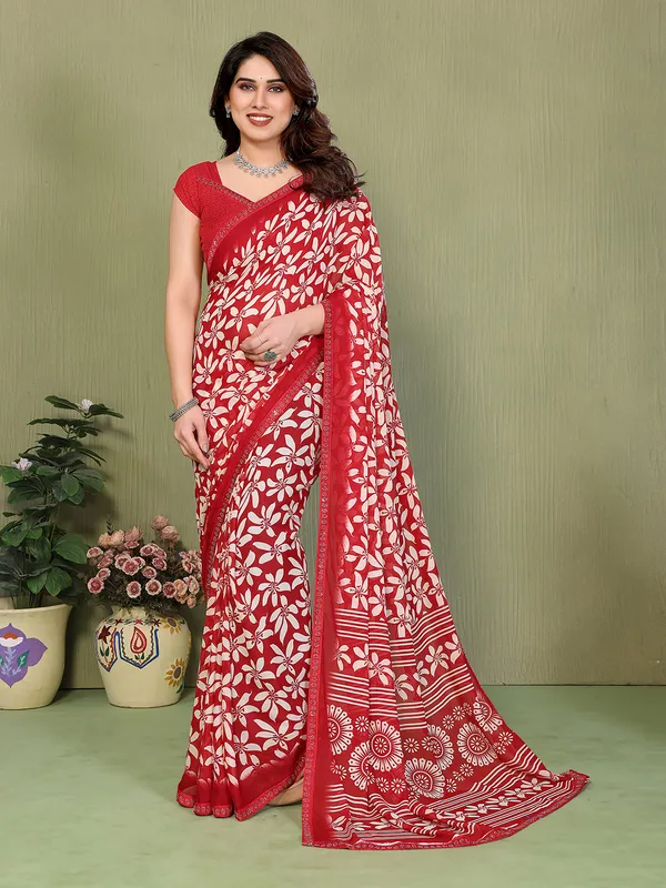 Printed_Lace_Border_Saree_With_UnStitched_Blouse_Piece_(RED)