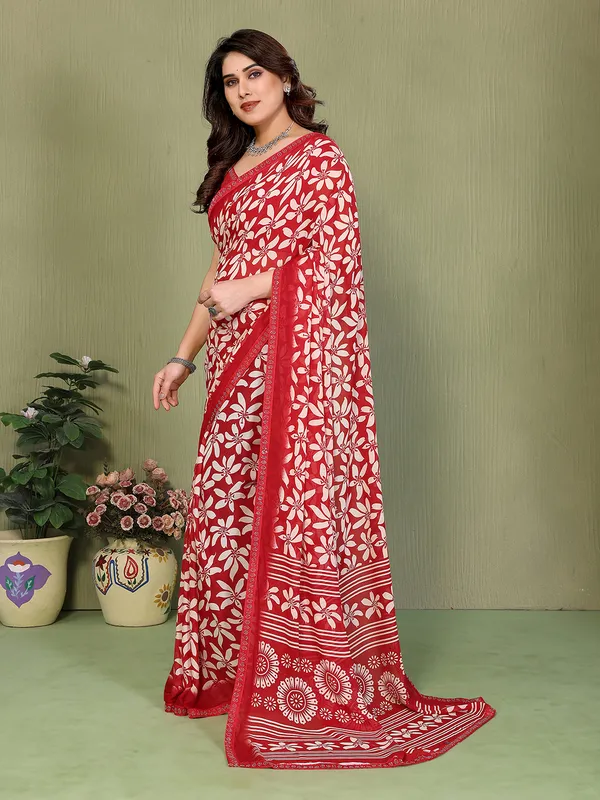 Printed_Lace_Border_Saree_With_UnStitched_Blouse_Piece_(RED)