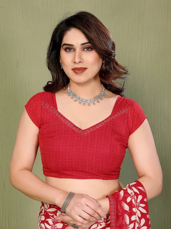 Printed_Lace_Border_Saree_With_UnStitched_Blouse_Piece_(RED)