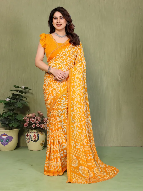 Printed_Lace_Border_Saree_With_UnStitched_Blouse_Piece_(YELLOW)