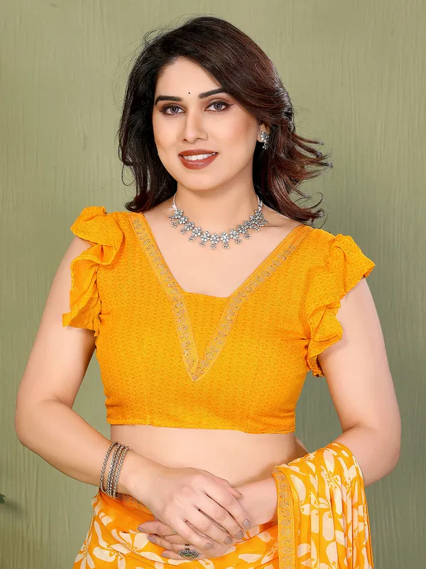 Printed_Lace_Border_Saree_With_UnStitched_Blouse_Piece_(YELLOW)