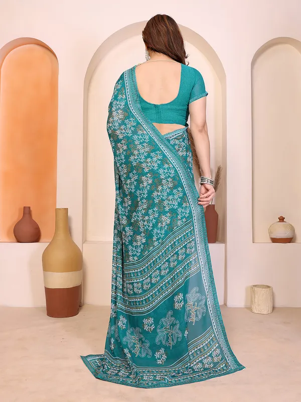 Printed_Lace_Border_Saree_With_UnStitched_Blouse_Piece_(Aqua)