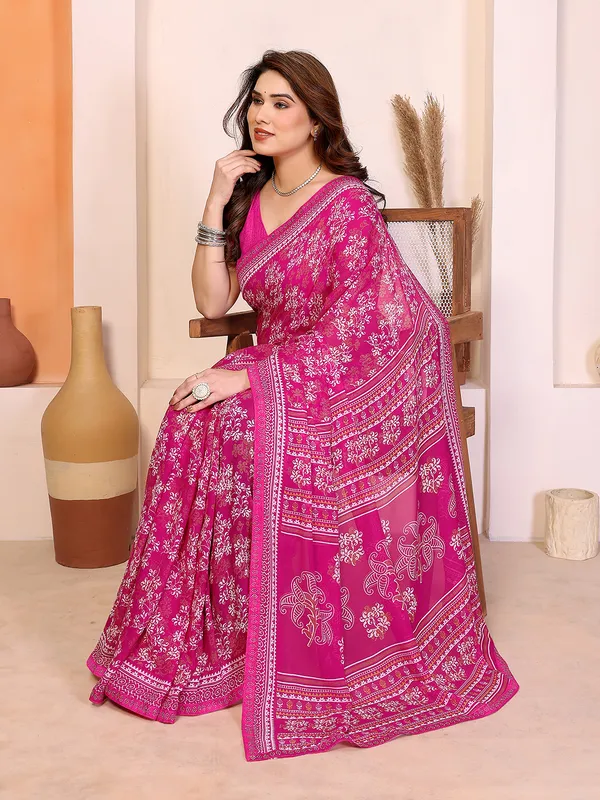Printed_Lace_Border_Saree_With_UnStitched_Blouse_Piece_(Pink)