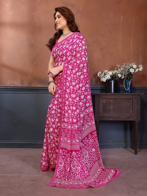 Printed_Lace_Border_Saree_With_UnStitched_Blouse_Piece_(Pink)