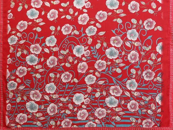 Printed_Lace_Border_Saree_With_UnStitched_Blouse_Piece_(Red)