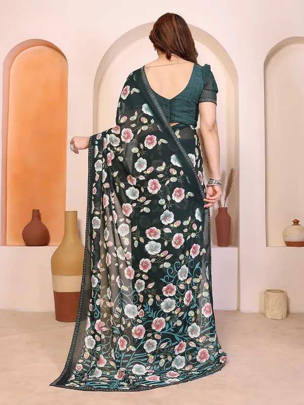 Printed_Lace_Border_Saree_With_UnStitched_Blouse_Piece_(Green)