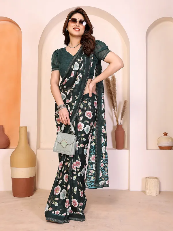 Printed_Lace_Border_Saree_With_UnStitched_Blouse_Piece_(Green)