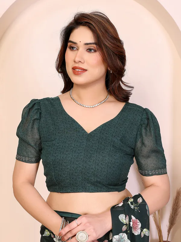 Printed_Lace_Border_Saree_With_UnStitched_Blouse_Piece_(Green)