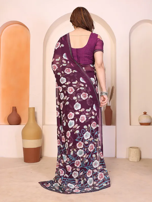 Printed_Lace_Border_Saree_With_UnStitched_Blouse_Piece_(Wine)