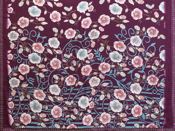 Printed_Lace_Border_Saree_With_UnStitched_Blouse_Piece_(Wine)
