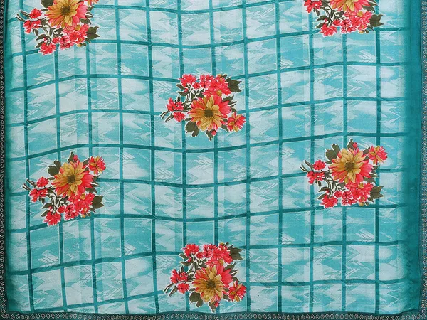 Printed_Lace_Border_Saree_With_UnStitched_Blouse_Piece_(Aqua)