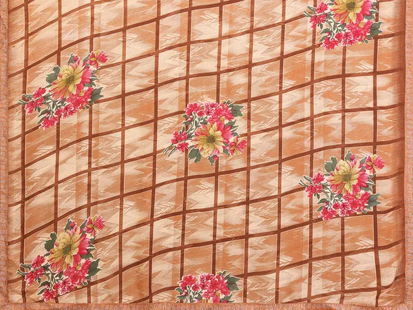 Printed_Lace_Border_Saree_With_UnStitched_Blouse_Piece_(Brown)