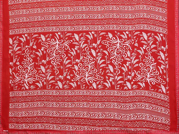 Printed_Lace_Border_Saree_With_UnStitched_Blouse_Piece_(Red)