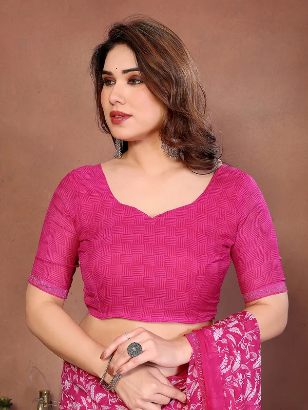Printed_Lace_Border_Saree_With_UnStitched_Blouse_Piece_(Pink)