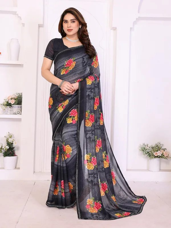 Floral_Print_Lace_Border_Saree_With_UnStitched_Blouse_Piece_(GREY)