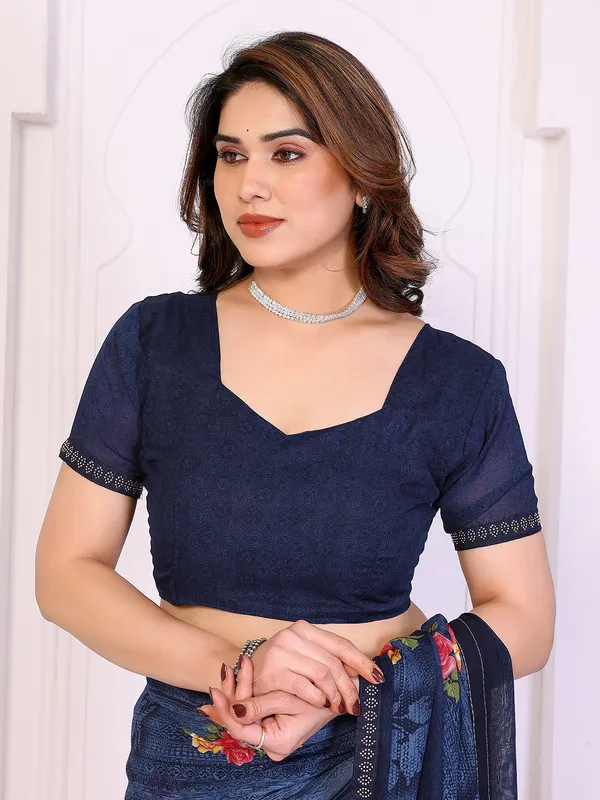Floral_Print_Lace_Border_Saree_With_UnStitched_Blouse_Piece_(BLUE)