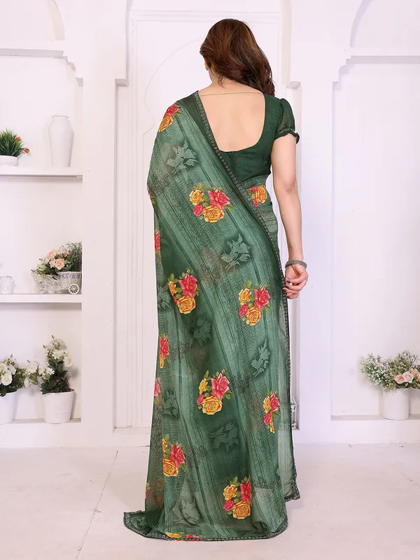 Floral_Print_Lace_Border_Saree_With_UnStitched_Blouse_Piece_(GREEN)