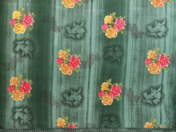 Floral_Print_Lace_Border_Saree_With_UnStitched_Blouse_Piece_(GREEN)