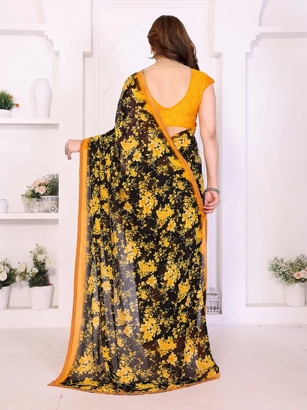 Floral_Print_Lace_Border_Saree_With_UnStitched_Blouse_Piece_(YELLOW)