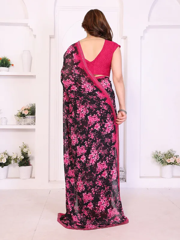 Floral_Print_Lace_Border_Saree_With_UnStitched_Blouse_Piece_(PINK)