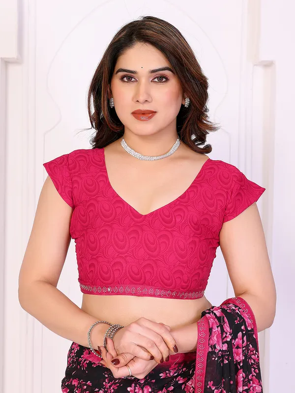Floral_Print_Lace_Border_Saree_With_UnStitched_Blouse_Piece_(PINK)