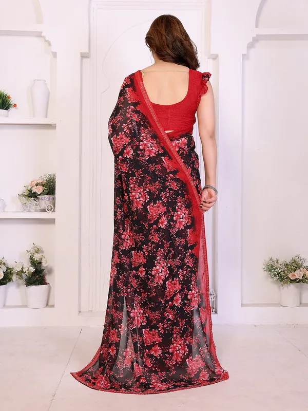 Floral_Print_Lace_Border_Saree_With_UnStitched_Blouse_Piece_(RED)