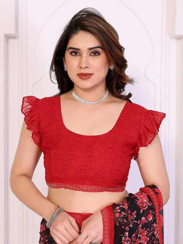 Floral_Print_Lace_Border_Saree_With_UnStitched_Blouse_Piece_(RED)
