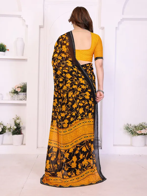 Floral_Print_Lace_Border_Saree_With_UnStitched_Blouse_Piece_(YELLOW)