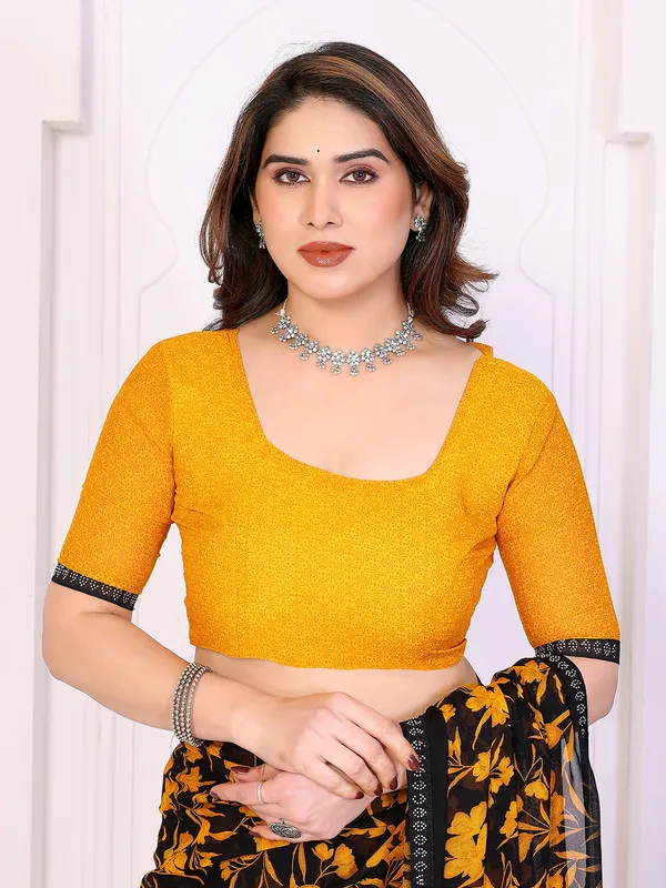Floral_Print_Lace_Border_Saree_With_UnStitched_Blouse_Piece_(YELLOW)