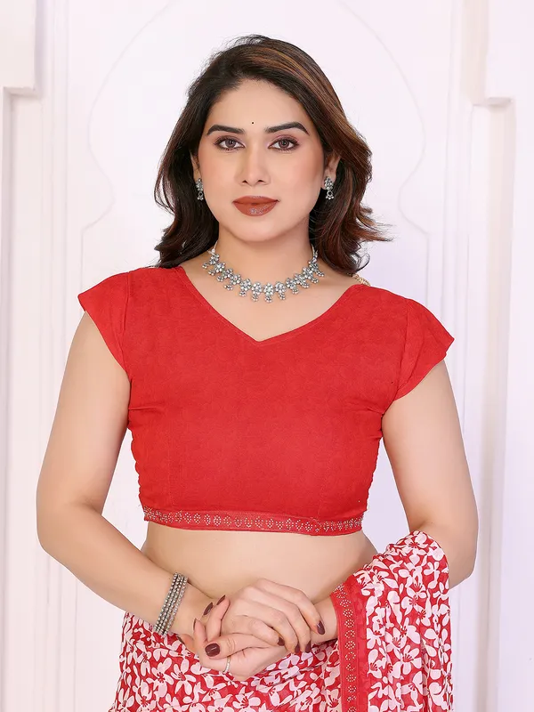 Floral_Print_Lace_Border_Saree_With_UnStitched_Blouse_Piece_(RED)