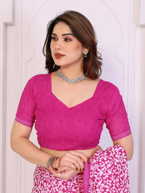Floral_Print_Lace_Border_Saree_With_UnStitched_Blouse_Piece_(PINK)