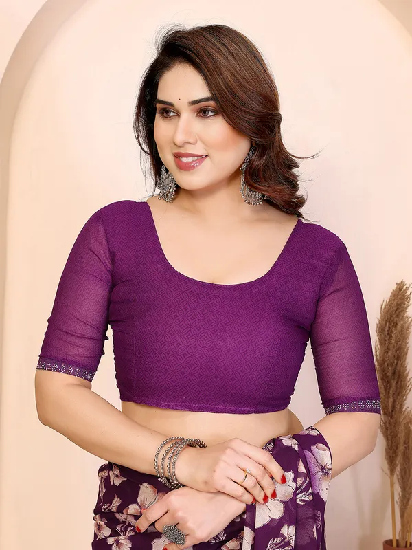 Floral_Print_Lace_Border_Saree_With_UnStitched_Blouse_Piece_(Purple)