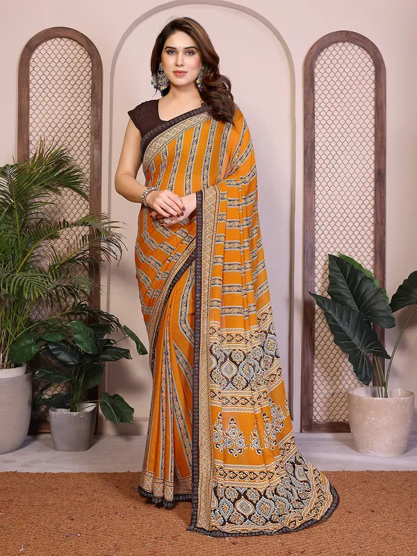 Printed_Lace_Border_Saree_With_UnStitched_Blouse_Piece_(YELLOW)