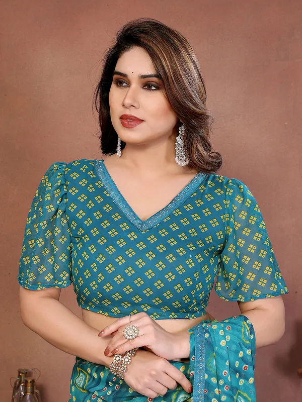 Bandhani_Print_Lace_Border_Saree_With_UnStitched_Blouse_Piece_(BLUE)