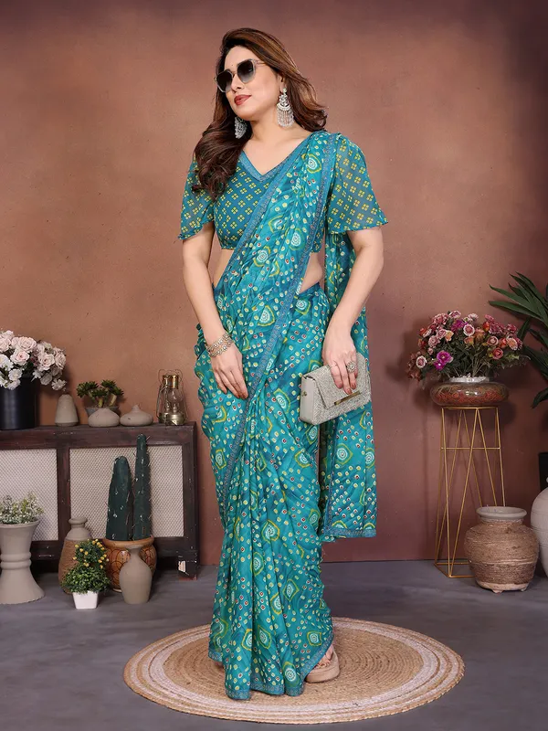 Bandhani_Print_Lace_Border_Saree_With_UnStitched_Blouse_Piece_(BLUE)