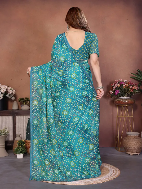 Bandhani_Print_Lace_Border_Saree_With_UnStitched_Blouse_Piece_(BLUE)