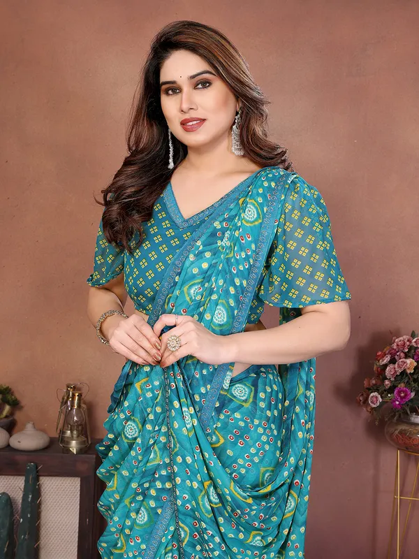 Bandhani_Print_Lace_Border_Saree_With_UnStitched_Blouse_Piece_(BLUE)