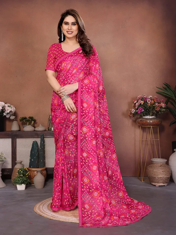 Bandhani_Print_Lace_Border_Saree_With_UnStitched_Blouse_Piece_(PINK)