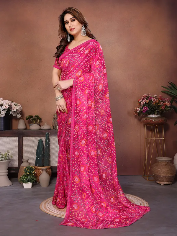 Bandhani_Print_Lace_Border_Saree_With_UnStitched_Blouse_Piece_(PINK)