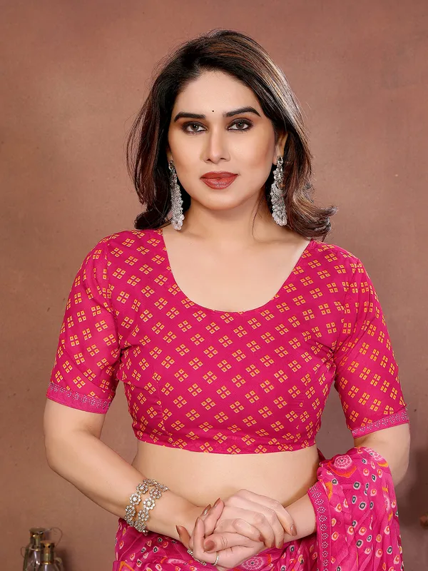 Bandhani_Print_Lace_Border_Saree_With_UnStitched_Blouse_Piece_(PINK)