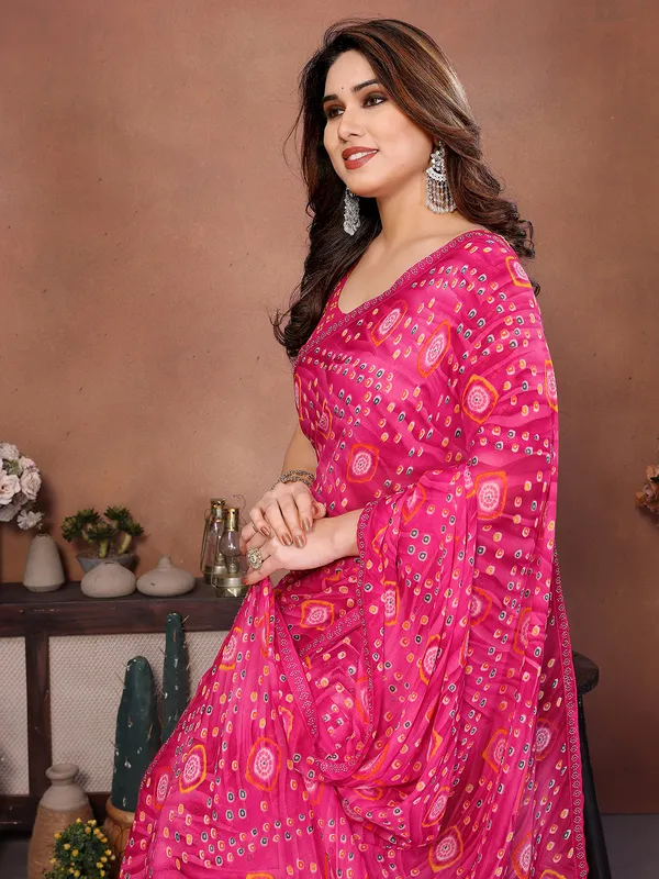 Bandhani_Print_Lace_Border_Saree_With_UnStitched_Blouse_Piece_(PINK)