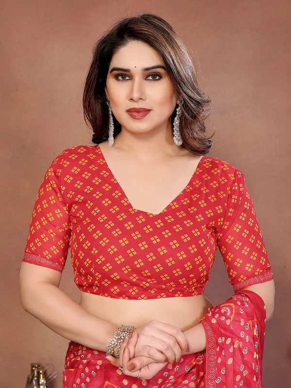 Bandhani_Print_Lace_Border_Saree_With_UnStitched_Blouse_Piece_(RED)