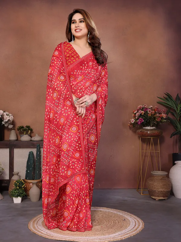 Bandhani_Print_Lace_Border_Saree_With_UnStitched_Blouse_Piece_(RED)
