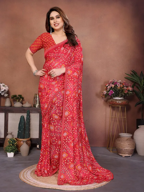 Bandhani_Print_Lace_Border_Saree_With_UnStitched_Blouse_Piece_(RED)