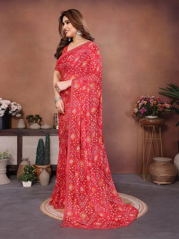 Bandhani_Print_Lace_Border_Saree_With_UnStitched_Blouse_Piece_(RED)
