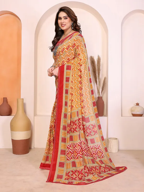 Printed_Lace_Border_Saree_With_UnStitched_Blouse_Piece_(YELLOW)