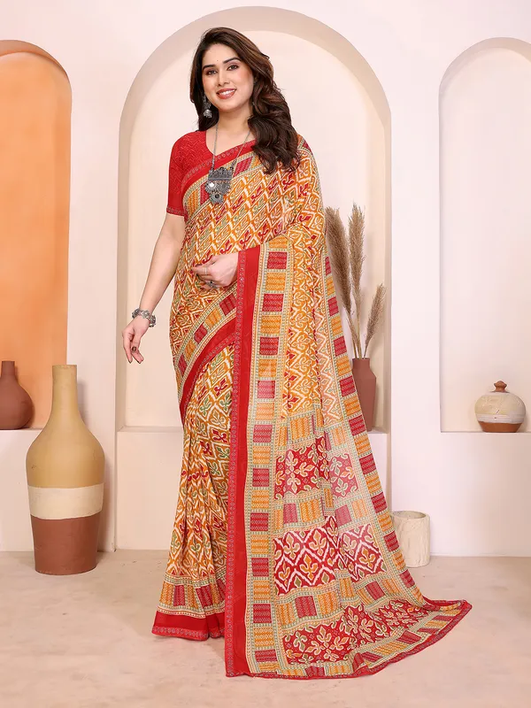Printed_Lace_Border_Saree_With_UnStitched_Blouse_Piece_(YELLOW)