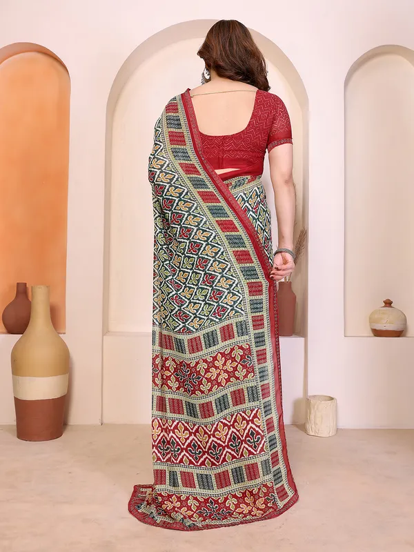Printed_Lace_Border_Saree_With_UnStitched_Blouse_Piece_(GREEN)